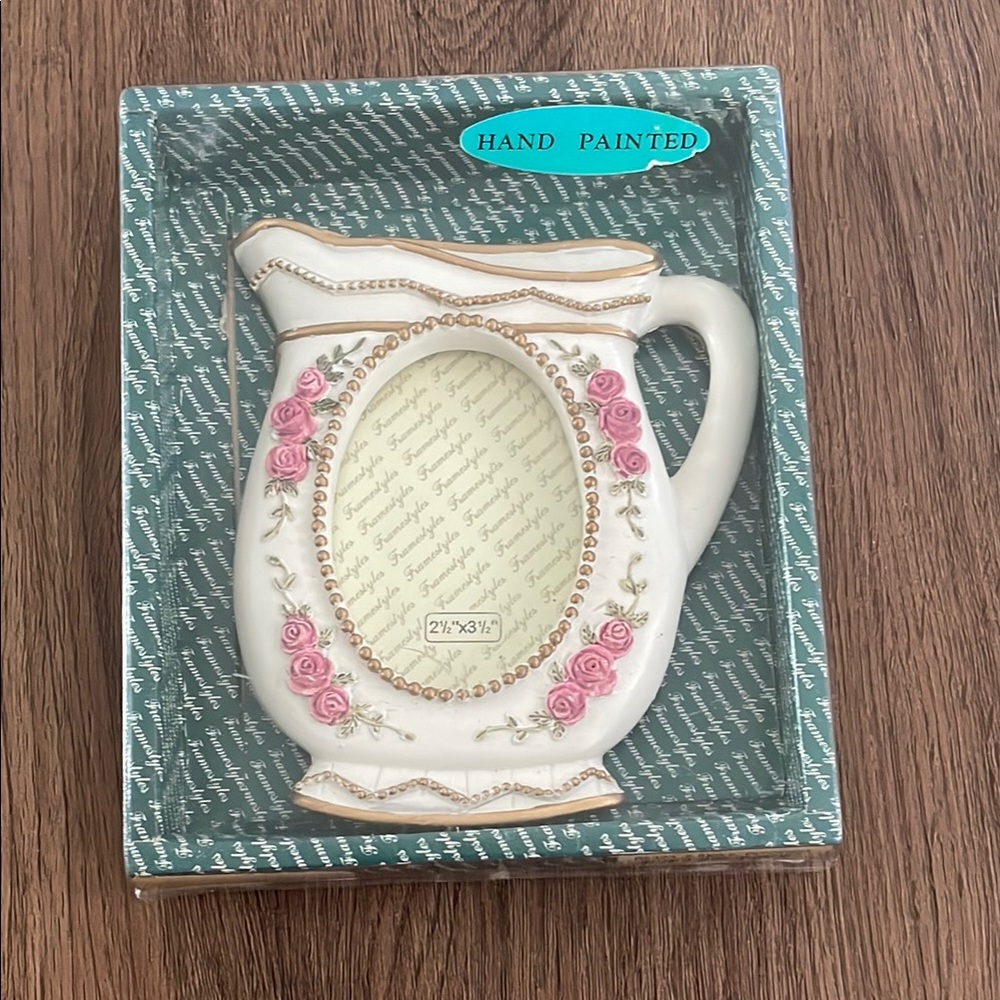Vintage Porcelain Hand Painter Shape Picture Frame Pitcher